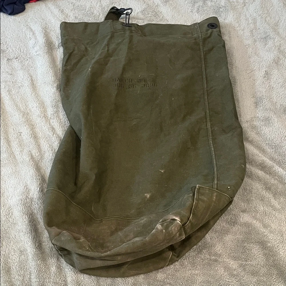 Vintage Military Olive Drab Canvas Bag